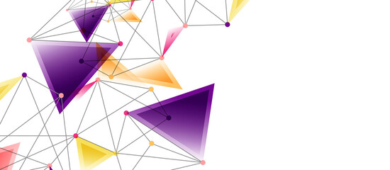 Line points connections, triangular technology design. Abstract geometric background