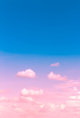 pink color light on clouds and blue sky