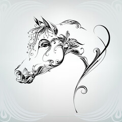 The head of a horse in a vegetable ornament