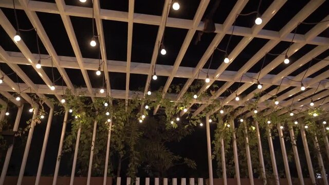 Club , Restro bar interior , outdoor pergola design with lights