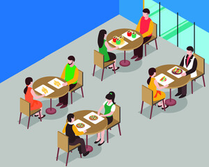 People are eating food at hotel, cafeteria or restaurant. Employees are enjoy food during lunch time. and have good food at office cafeteria.