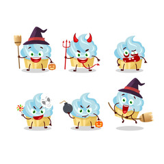 Halloween expression emoticons with cartoon character of vanilla cake