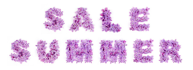 Summer Sale written in flowers. Word Isolated on a white background.