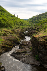 winding river along a green valley