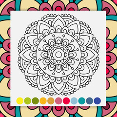 Mandala flower for adults relaxing coloring book.