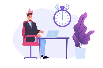 Inefficient time management concept. People unable to organize their tasks. Deadline scenes. Vector isolated illustration.