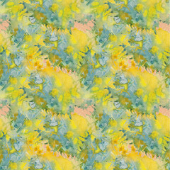 Obraz na płótnie Canvas Watercolor seamless pattern from yellow-green abstract blots