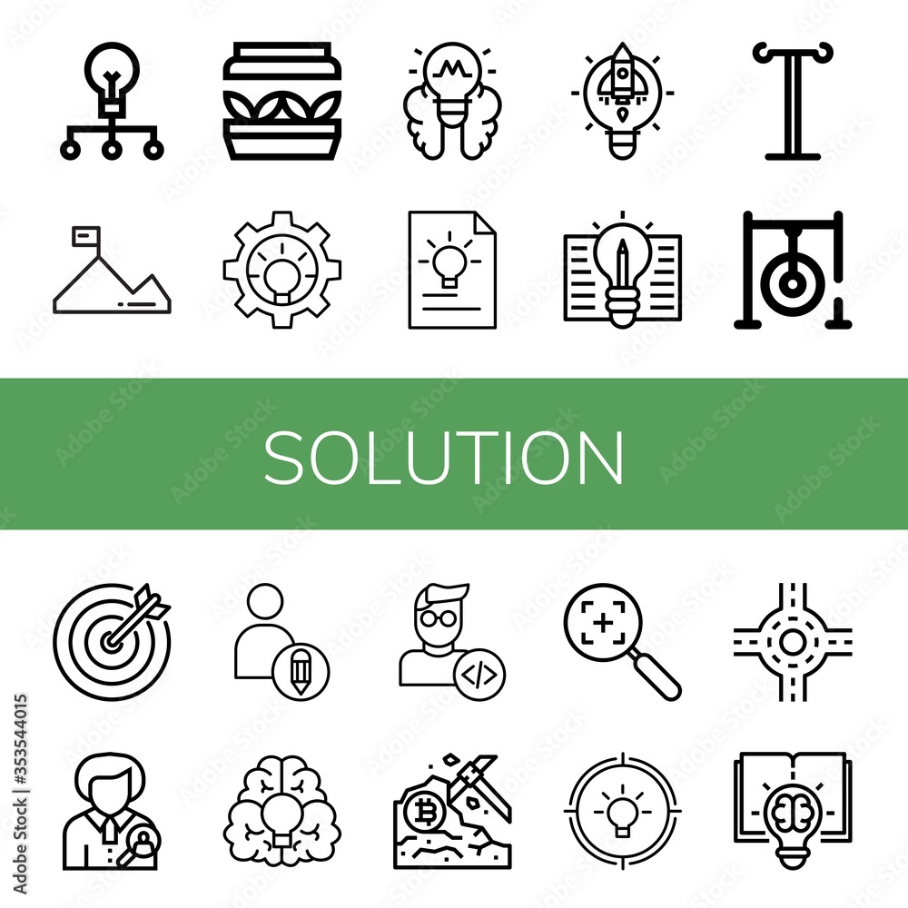 Poster solution simple icons set