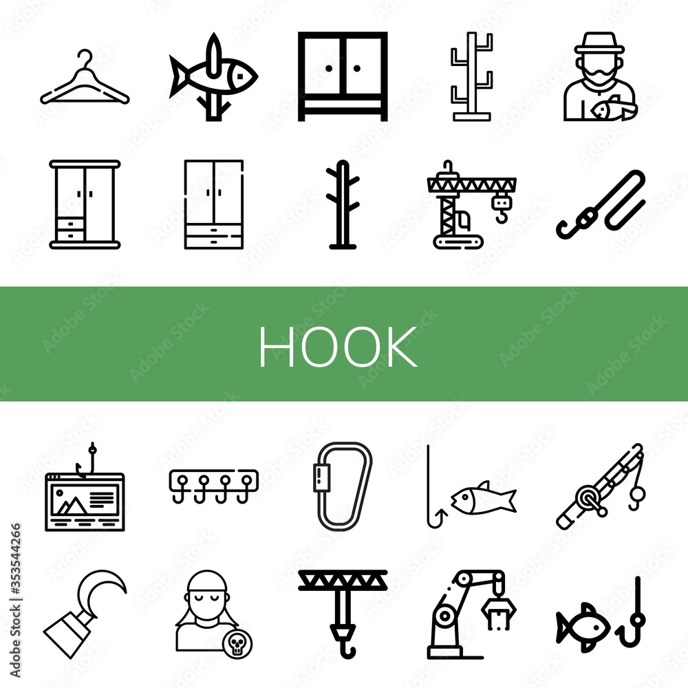 Poster hook simple icons set