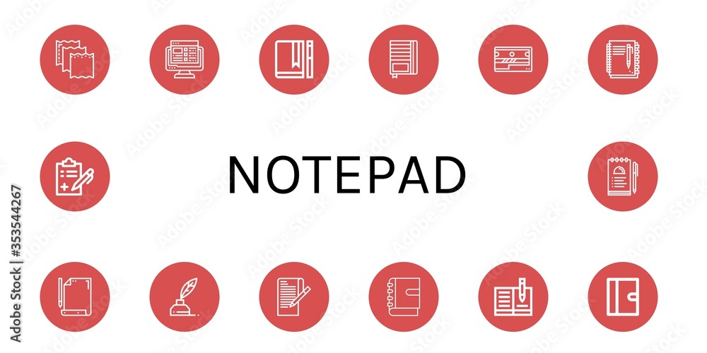Poster notepad simple icons set