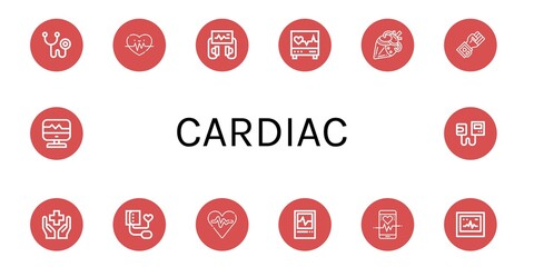 cardiac simple icons set