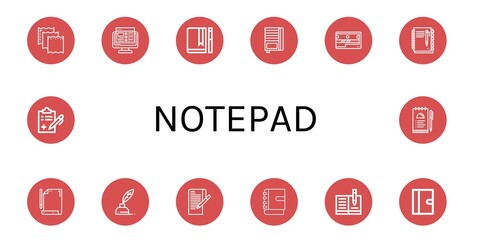 notepad simple icons set