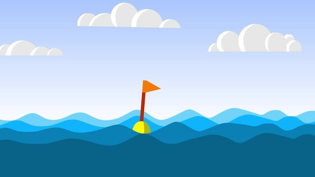 Simple flat animation of floating buoy