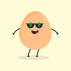 Cute Flat Cartoon Egg Illustration. Vector illustration of cute egg with a smiling expression. Cute egg mascot design