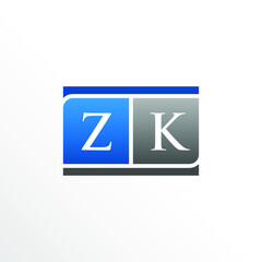 Initial Letter ZK Square Logo Design	

