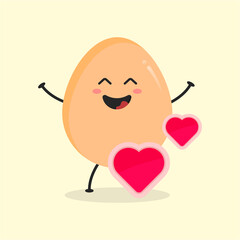 Cute Flat Cartoon Egg Illustration. Vector illustration of cute egg with a smiling expression. Cute egg mascot design
