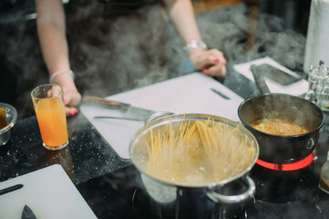 culinary master class on cooking pasta with mussels