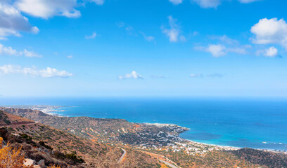 Beautiful landscape of Crete, sea and mountain.