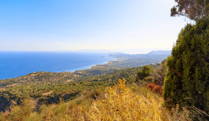 Beautiful landscape, mountains and shore of Mediterranean sea.