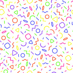 Abstract seamless pattern, memphis style, vector illustration