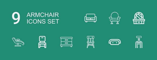 Editable 9 armchair icons for web and mobile