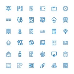 Editable 36 electronic icons for web and mobile
