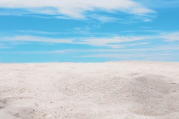 Fototapeta na wymiar Beautiful white sand and blue sky background.
