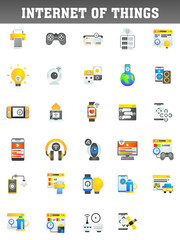 Fototapeta na wymiar Flat style colorful Internet of Things (IOT) icon set.