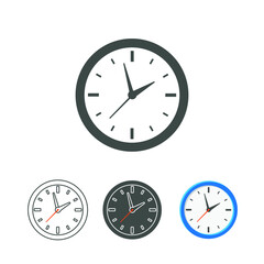 Round Wall clock for time measurement. Office hour, circle timer countdown, alarm reminder.  Analog clock flat vector icon. Illustration design on white background. EPS 10