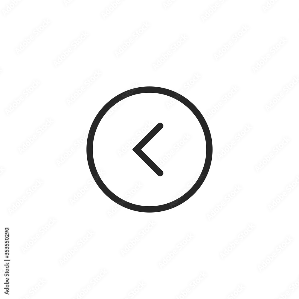 Wall mural back button social media icon isolated on white background. arrow symbol modern simple vector for we