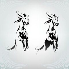 Silhouette of a horse in a jump