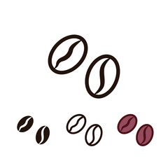 Seed of coffea plant. Espresso roast blend in coffee beverage for coffee or caffeine symbol.  Coffe grain. Coffee bean icon vector illustration template. Design on white background. EPS 10