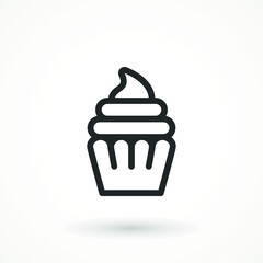 vanilla cream cupcake muffin icon illustration confectionery bakery pastry line icon sign logo on isolated background Sweet food symbol