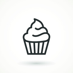 vanilla cream cupcake muffin icon illustration confectionery bakery pastry line icon sign logo on isolated background Sweet food symbol