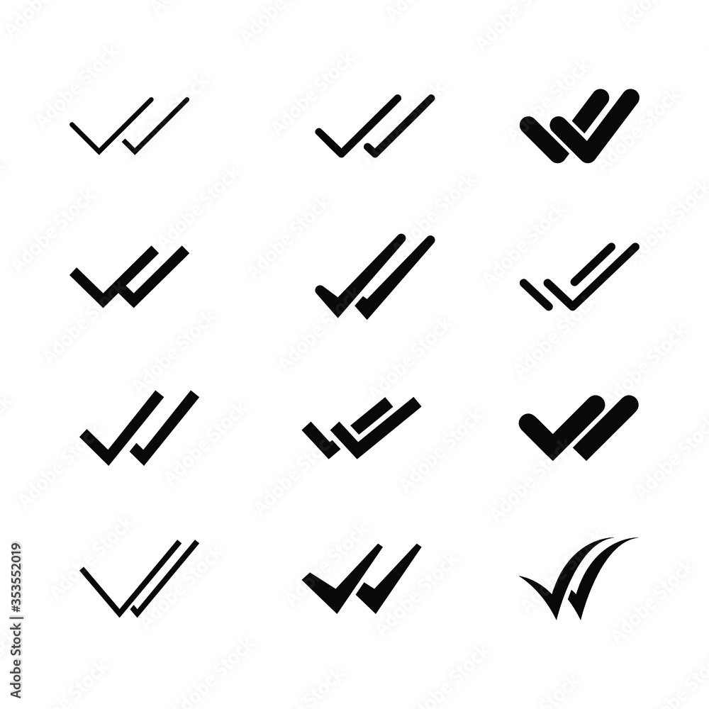 Aufkleber double checking in different style for confirm approval. two arrow for valid seal sign. checklist co