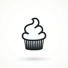 vanilla cream cupcake muffin icon illustration confectionery bakery pastry icon sign logo on isolated background Sweet food symbol