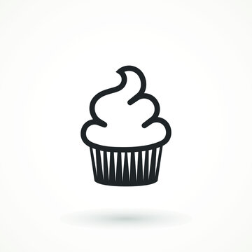 vanilla cream cupcake muffin icon illustration confectionery bakery pastry icon sign logo on isolated background Sweet food symbol