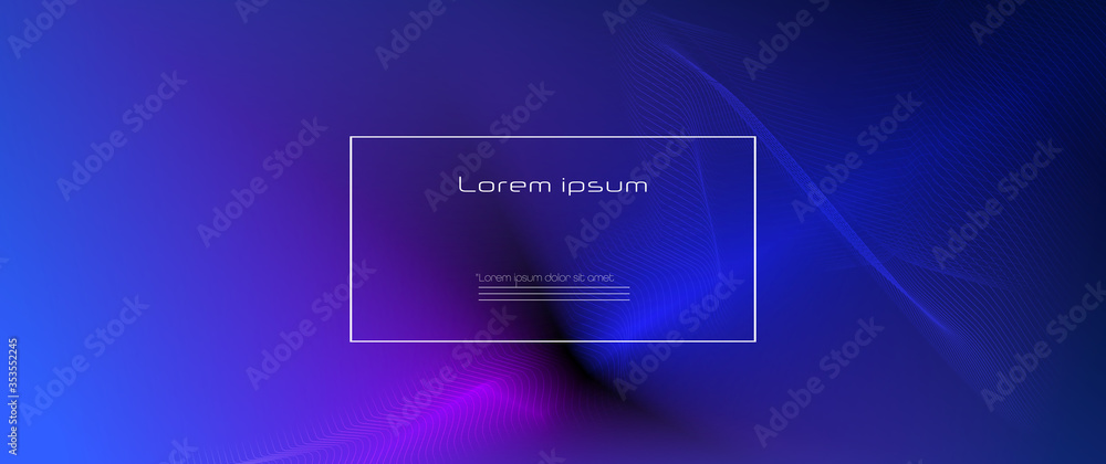 Poster vector illustration abstract wavy, wave line and blurred gradient mesh in blue color background. dyn
