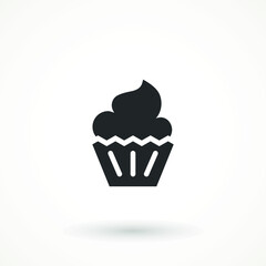 vanilla cream cupcake muffin icon illustration confectionery bakery pastry icon sign logo on isolated background Sweet food symbol
