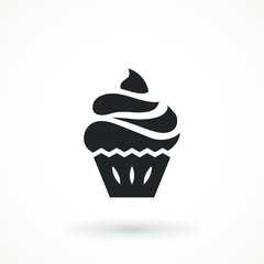 vanilla cream cupcake muffin icon illustration confectionery bakery pastry icon sign logo on isolated background Sweet food symbol