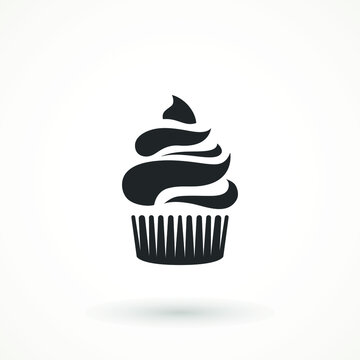 vanilla cream cupcake muffin icon illustration confectionery bakery pastry icon sign logo on isolated background Sweet food symbol
