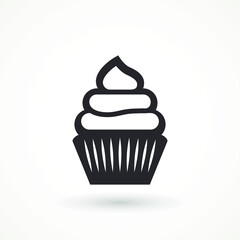 vanilla cream cupcake muffin icon illustration confectionery bakery pastry icon sign logo on isolated background Sweet food symbol