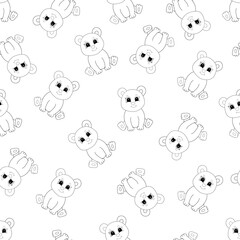 Cute cartoon bear. Vector illustration for children. Seamless pattern.