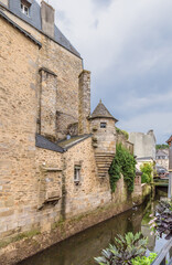Fototapeta na wymiar Quimper, France. Medieval fortifications on the Steir river