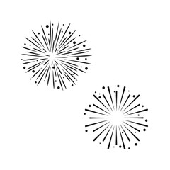 Sunburst explosion element or logo design. Exploding fireworks sign. Stars fireworks in line set. Happy New year celebration. Fireworks icon Vector illustration. Design on white background. EPS 10
