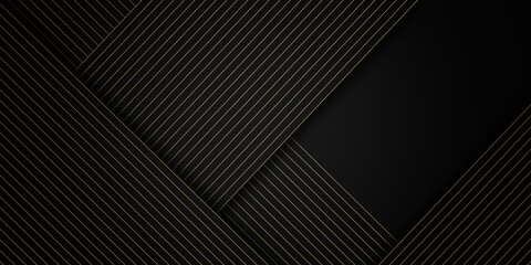 
Gold abstract lines on black background 