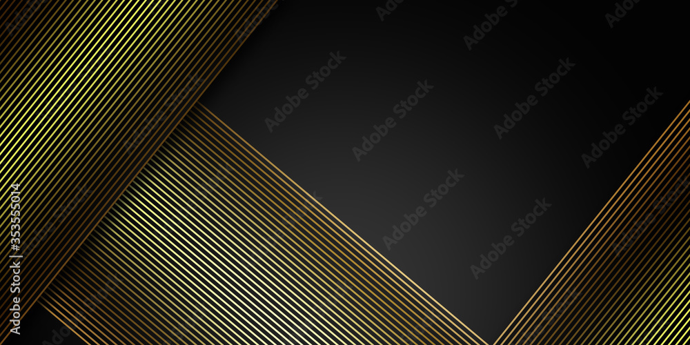 Wall mural 
Gold abstract lines on black background 