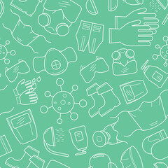 Hygiene protection - Vector background (seamless pattern) of medical and sanitary safety for graphic design