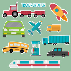 Set of transport stickers.Vector illustration.