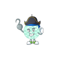 mascot design style of disco ball as a pirate having one hook hand